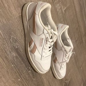 Reebok pink and white sneakers